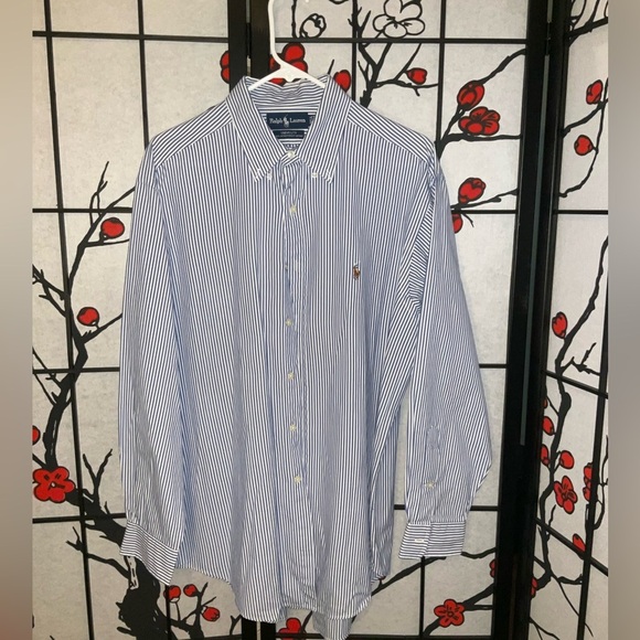 Ralph Lauren Other - Ralph Lauren Mens Navy Blue Striped 16 1/2-34 Yarmouth Business Dress Shirt